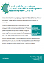 A quick guide for occupational therapists: Rehabilitation for people recovering from COVID-19